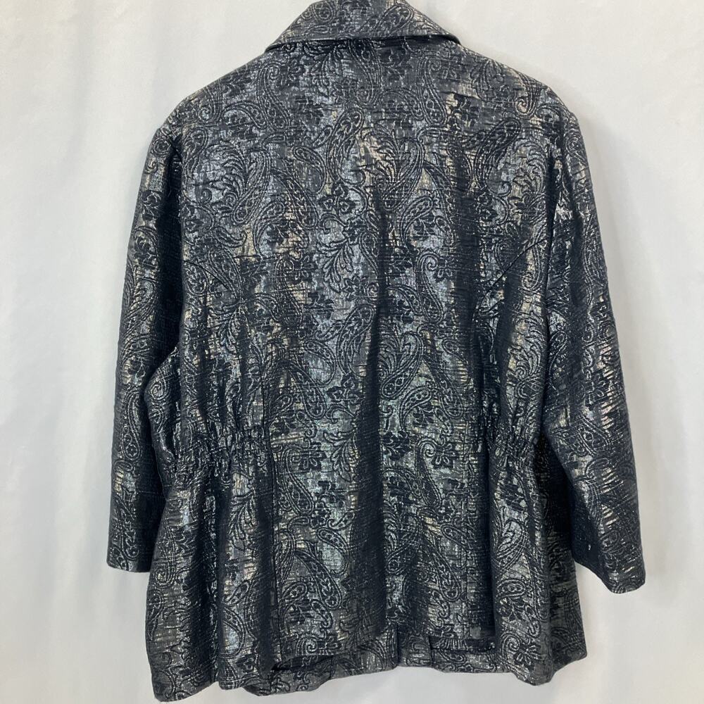 Alfred Dunner Coat Jacket Blue Silver 3/4 Sleeve Button Metallic Women 18W - Picture 5 of 7